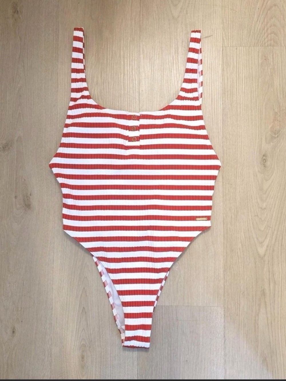 Roxy Red and White Striped One-Piece Swimsuit
